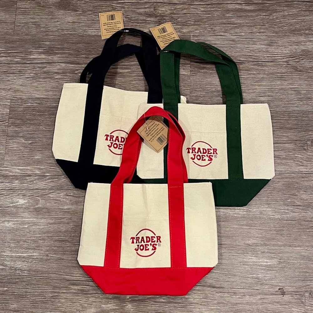 NWT 3 Trader Joe’s Mini Canvas Tote Lunch Bags Re… - image 1